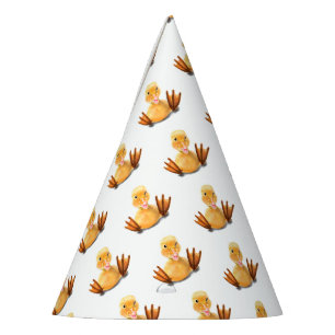 Funny Yellow Duck Playful Wink Happy Smile Cartoon Party Hat