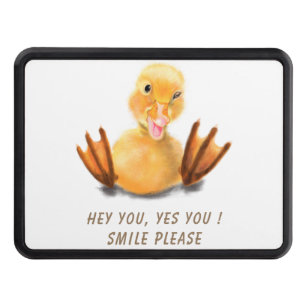 Funny Yellow Duck Playful Wink Happy Smile Cartoon Trailer Hitch Cover