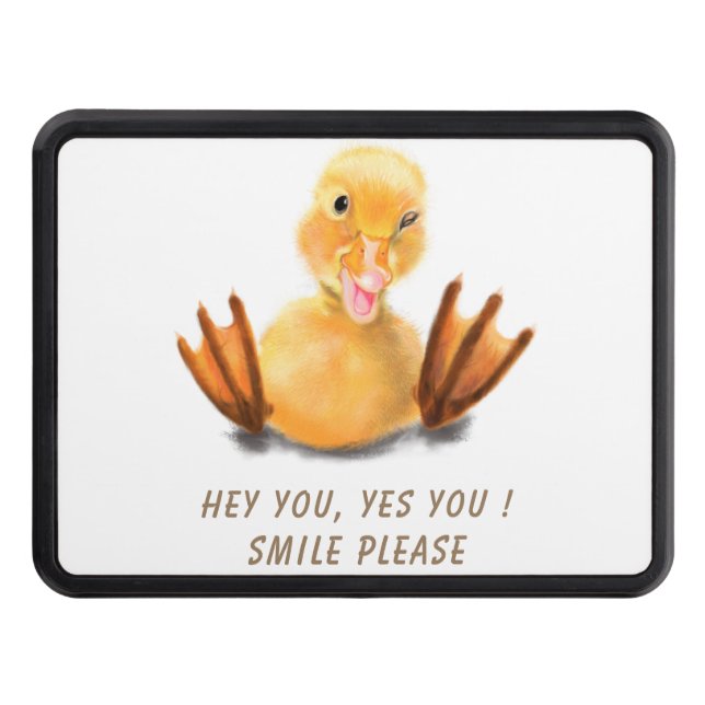 Funny Yellow Duck Playful Wink Happy Smile Cartoon Trailer Hitch Cover (Front)