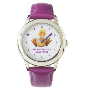 Funny Yellow Duck Playful Wink Happy Smile Cartoon Watch