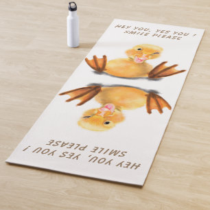 Funny Yellow Duck Playful Wink Happy Smile Cartoon Yoga Mat