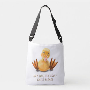 Funny Yellow Duck Playful Wink Happy Smile Crossbody Bag