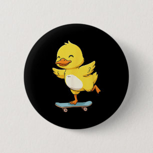 Funny Yellow Duck Skater Skateboard Ballerina Zoo 2 Inch Round Button