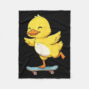Funny Yellow Duck Skater Skateboard Ballerina Zoo Fleece Blanket