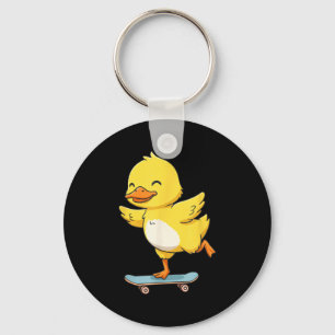 Funny Yellow Duck Skater Skateboard Ballerina Zoo  Keychain