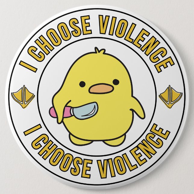 Funny Yellow Duck With Knife 6 Inch Round Button (Front)