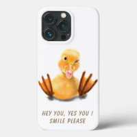 Funny Yellow Duckling Playful Wink Happy Smile