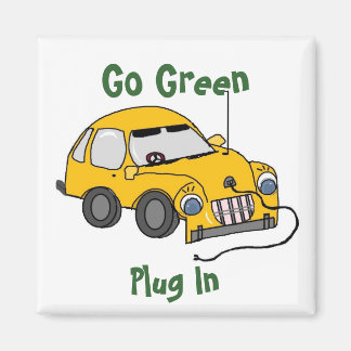 Funny Yellow Electric Car Magnet