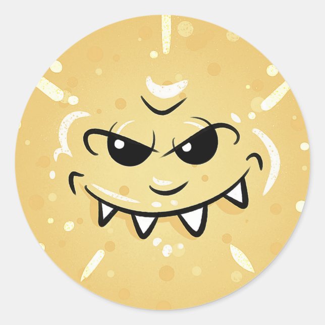 Funny Yellow Face with Sneaky Smile Classic Round Sticker (Front)