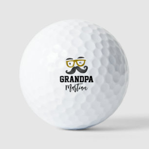 Funny Yellow Glasses And Moustache Custom Grandpa Golf Balls