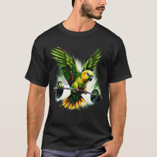 Funny Yellow Headed Parrot Deadlift Weightlifting T-Shirt