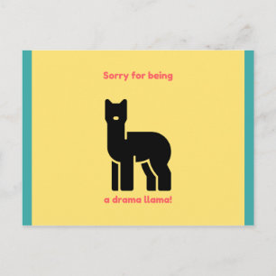 Funny Yellow Illustrated Llama Postcard