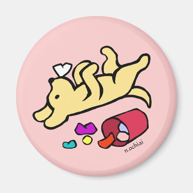 Funny Yellow Labrador Cartoon Magnet (Front)