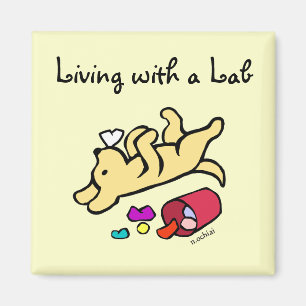 Funny Yellow Labrador Cartoon Magnet