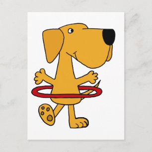 Funny Yellow Labrador Retriever Playing Hula Hoop Postcard
