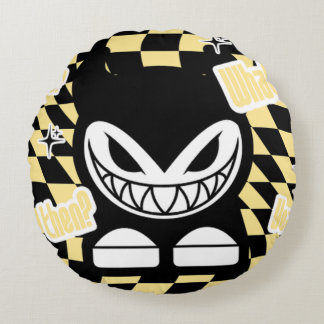 Funny Yellow Labubou-Inspired Round Pillow