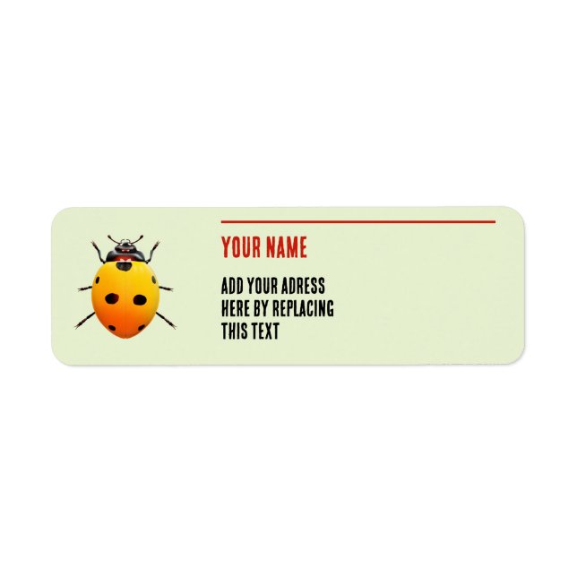 Funny Yellow Ladybug Personalized Address (Front)
