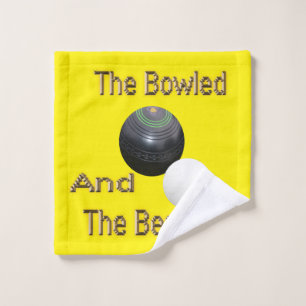 Funny Yellow Lawn Bowls Bowled Design, Wash Cloth