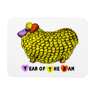 Funny Yellow Ram Chinese Year Zodiac Birthday HPM Magnet