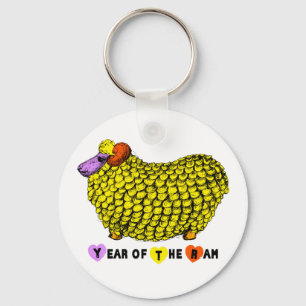 Funny Yellow Ram Chinese Year Zodiac Birthday RK Keychain