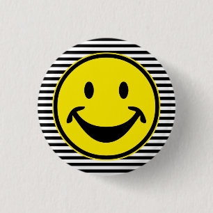 Funny yellow & stripes + your backg. & idea 1 inch round button