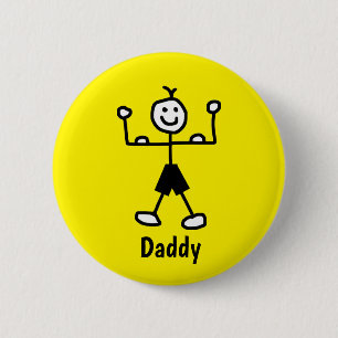 Funny Yellow Strong Man Daddy Cartoon Father's Day 2 Inch Round Button