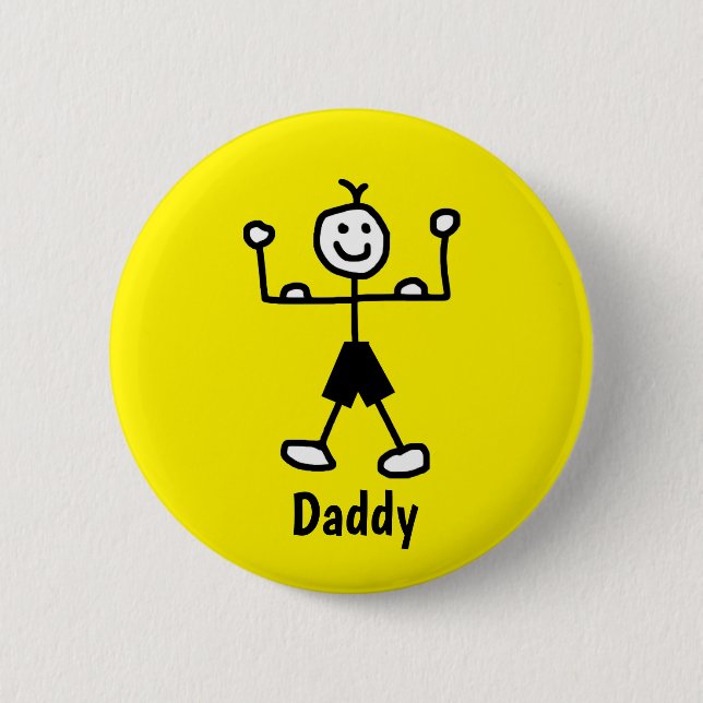 Funny Yellow Strong Man Daddy Cartoon Father's Day 2 Inch Round Button (Front)