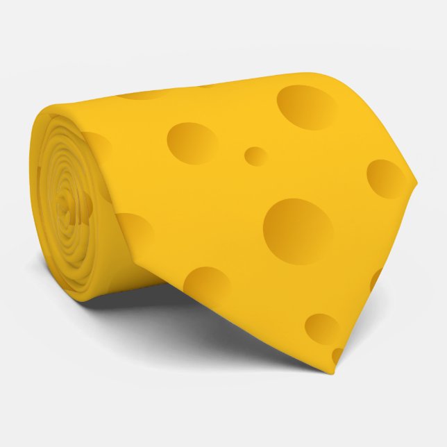Funny yellow swiss cheese novelty party neck tie (Rolled)