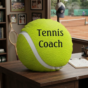 FUNNY Yellow Tennis Ball Coach Name Round Pillow