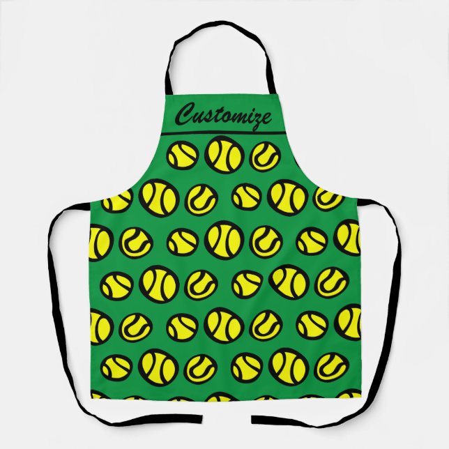 Funny yellow tennis ball print personalized BBQ Apron (Front)