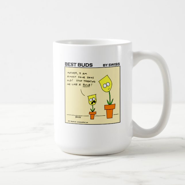 Funny Yellow Tulips Best Buds Mom Cartoon Coffee Mug (Right)