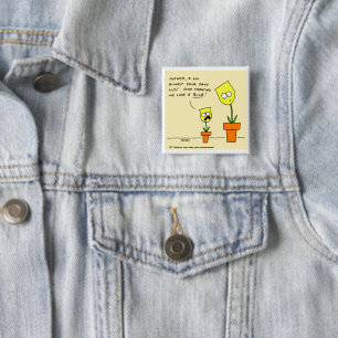 Funny Yellow Tulips Parenting Cartoon Humour 2 Inch Square Button