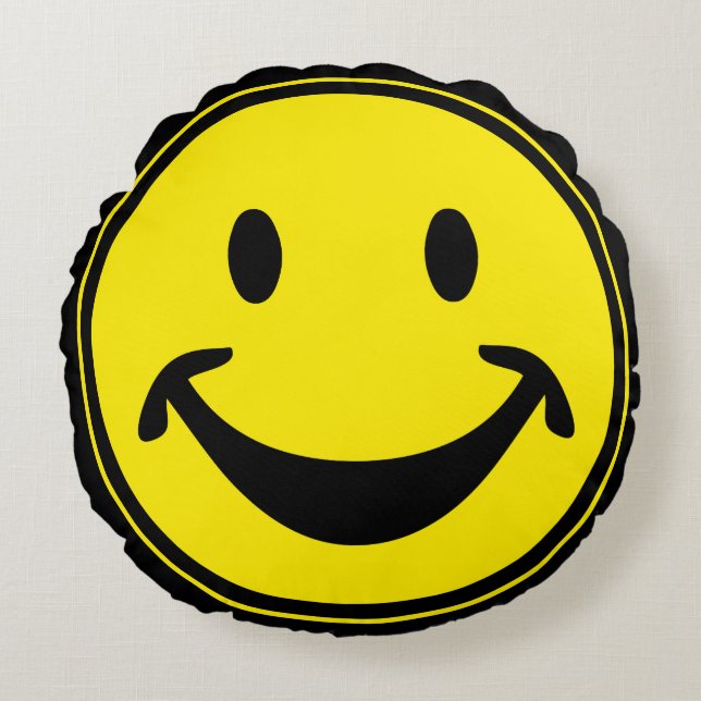Funny yellow + your backg. & ideas round pillow (Front)