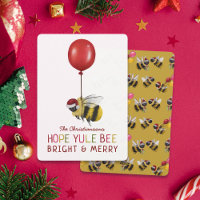 Funny Yellow Yule Bee Merry and Bright Christmas