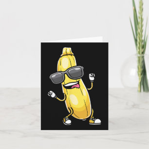Funny Yellow Zucchini Dancing For Vegetable Lovers Card