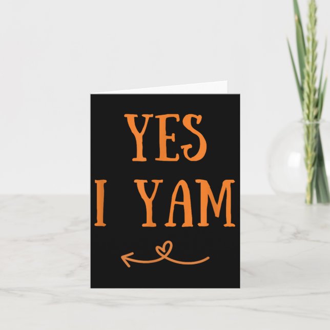 Funny Yes I Yam Thanksgiving Fall Harvest Couple M Card (Front)