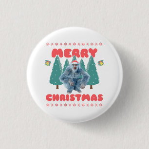 Funny Yeti - Merry Christmas 1 Inch Round Button