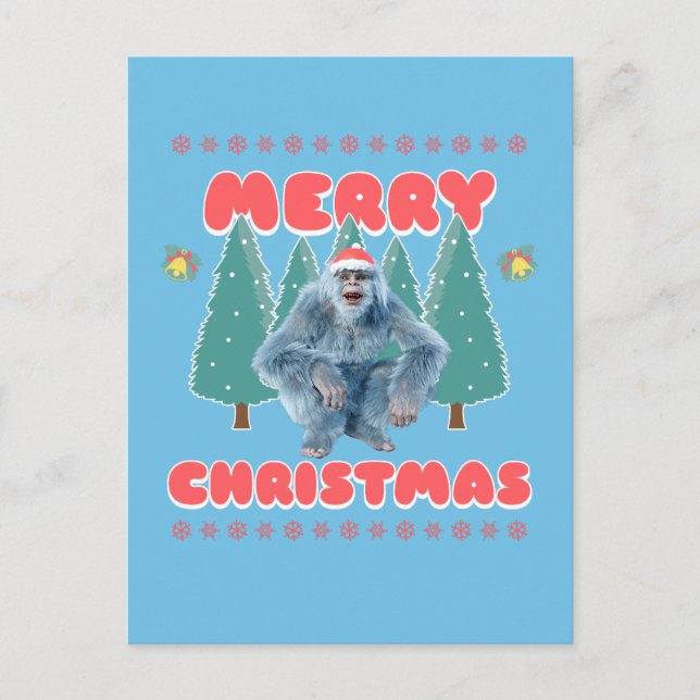 Funny Yeti - Merry Christmas Postcard (Front)