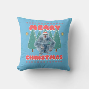 Funny Yeti - Merry Christmas Throw Pillow