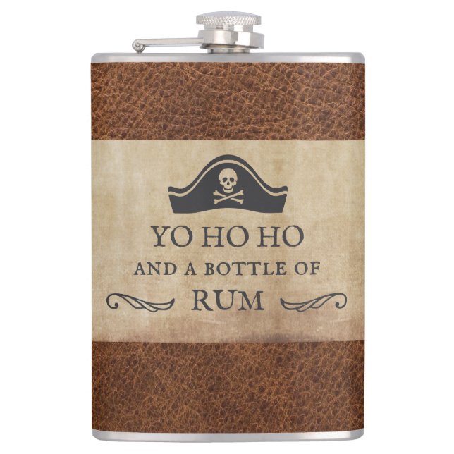 Funny Yo Ho Ho and a Bottle of Rum Pirate Hip Flask (Front)