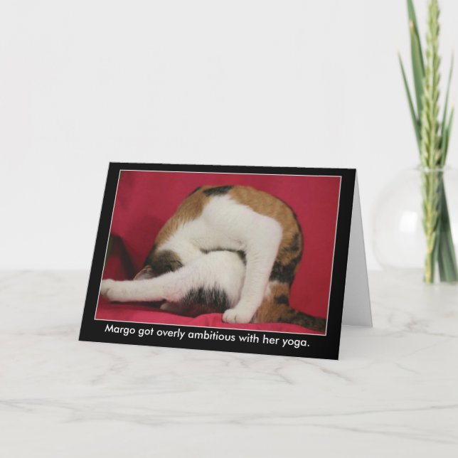 Funny Yoga Cat Birthday Card (Front)