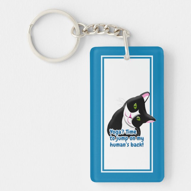 Funny Yoga Cat Keychain (Front)