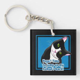 Funny Yoga Cat Keychain