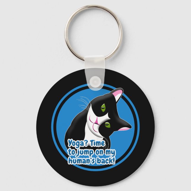 Funny Yoga Cat Keychain (Front)
