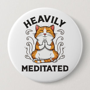 Funny Yoga Cat Meditating Button
