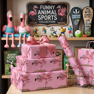 Funny Yoga Flamingo Workout Fail Wrapping Paper