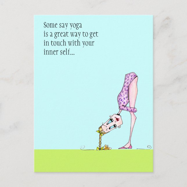 Funny yoga humour pose postcard - must see back! (Front)