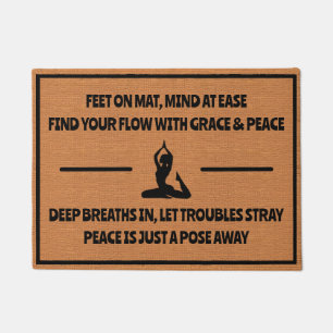 Funny Yoga Meditation Zen Humour Minimalist Brown Doormat