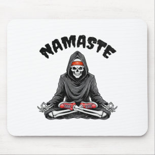 Funny Yoga Namaste Halloween Skeleton Reaper Lotus Mouse Pad