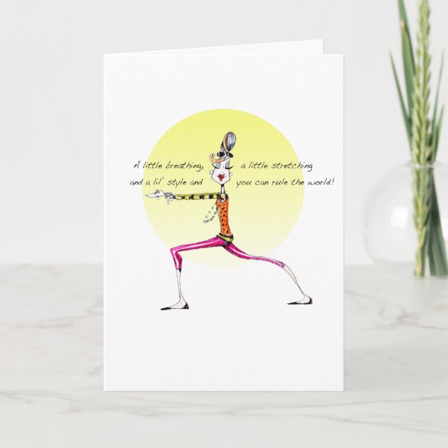 Funny Yoga pose carte de voeux approprié pour cadr (Devant)